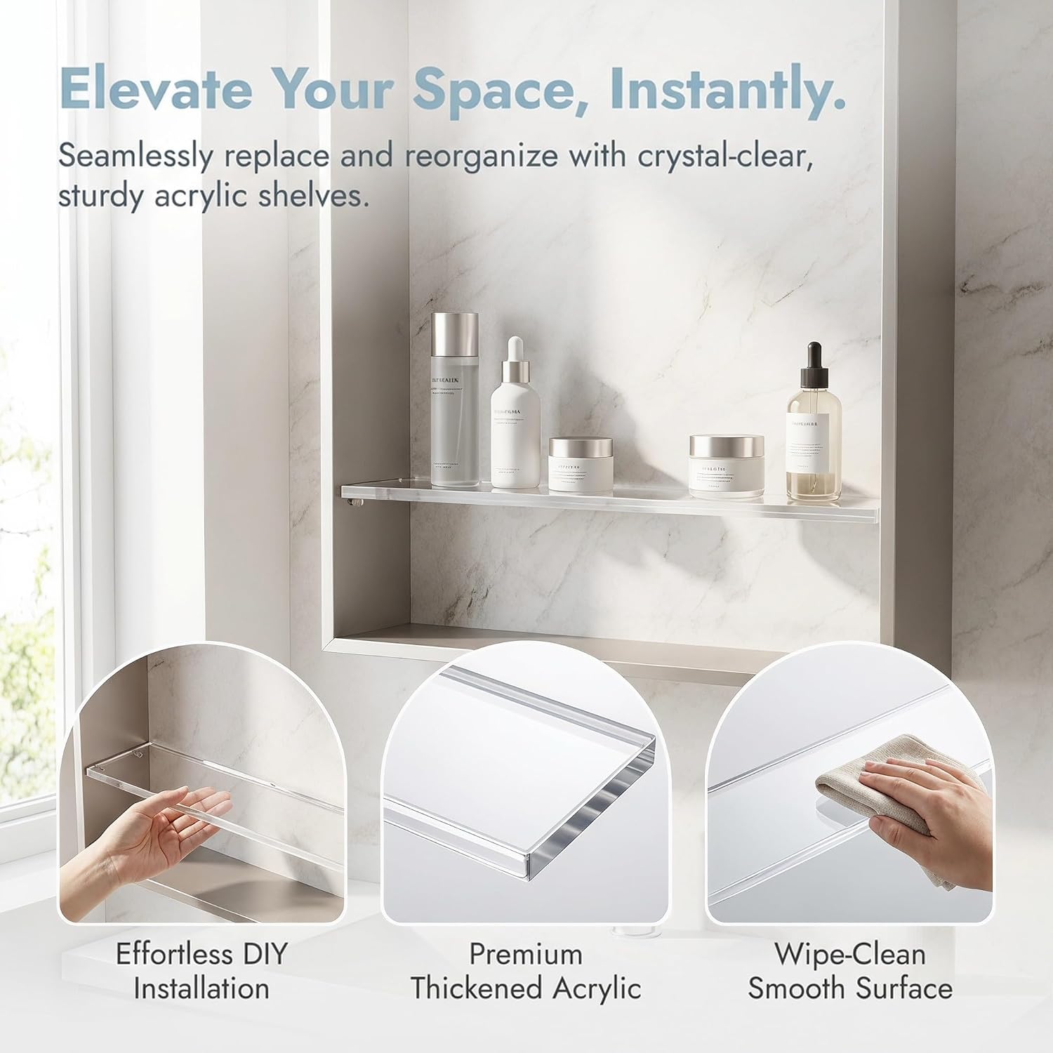 2pcs Acrylic Medicine Cabinet Shelf Divider, Rectangular Panel