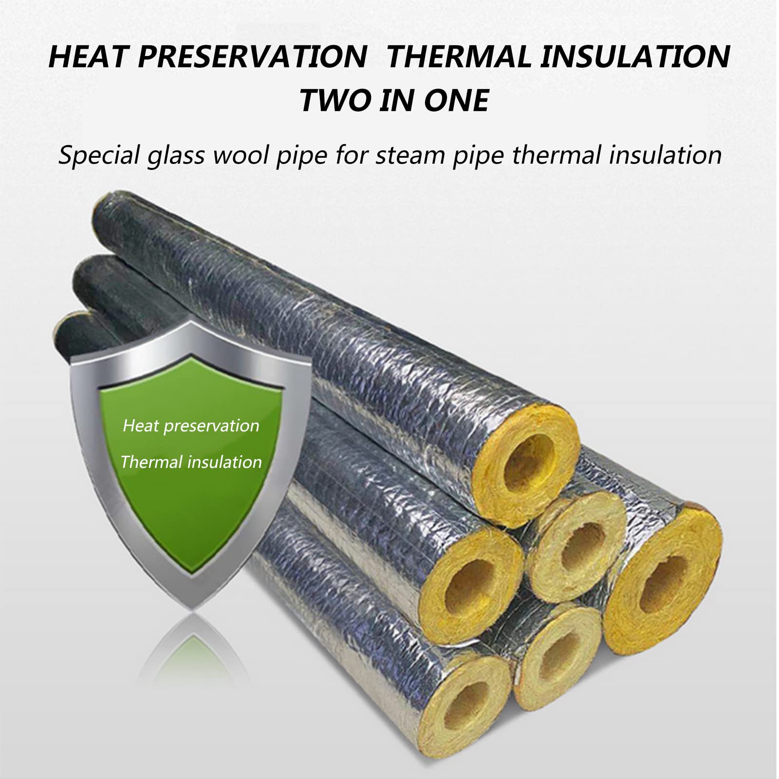 Tubo de lana de vidrio, Cáscara de tubo de lana de roca, Tubo de aislamiento de caldera de tubo de vapor, Tubo de aluminio de aislamiento térmico, 1.8 x 1.2 pulgadas