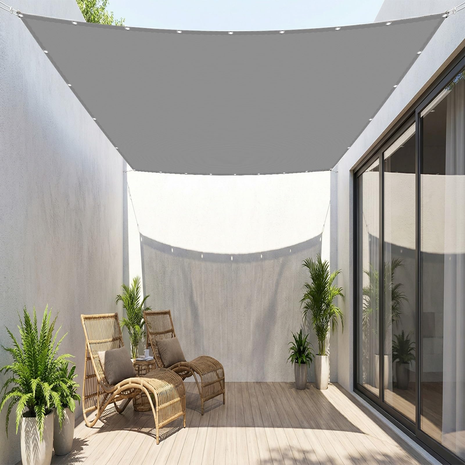 Sun Shade Sail 1.5 x 6 m Waterproof 95% UV Block Sunscreen Awning Canopy Privacy Protection Sun Shades for Party Pergola Balcony, Light Grey