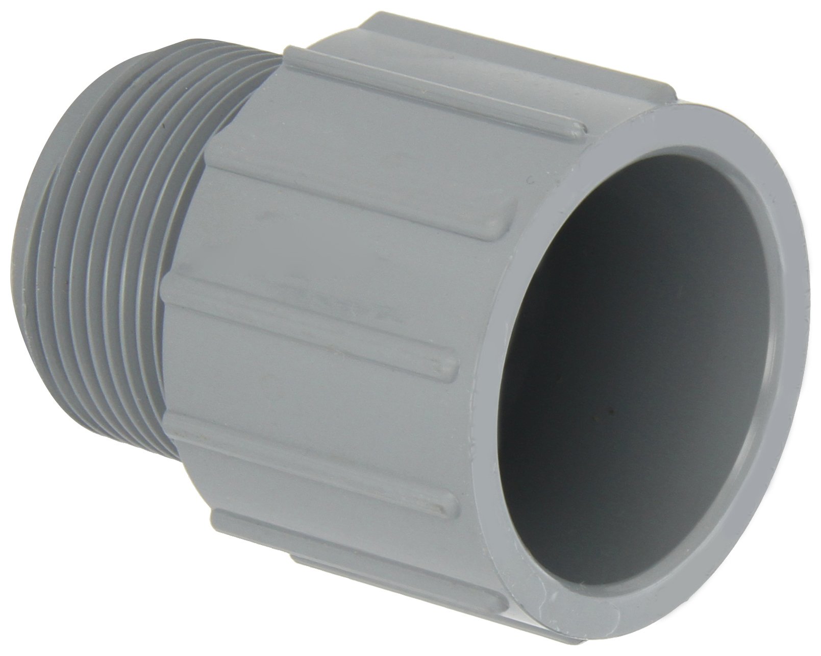 GF Piping Systems CPVC Pipe Fitting, Adapter, Schedule 80, Gray, 1-1/4" NPT Male x Slip Socket