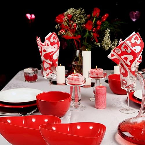 Miniatura 3 de KS - Tazón profundo de plástico rojo en forma de corazón de San Valentín, para el hogar, cocina, fiesta, para servir dulces, galletas, papas fritas,