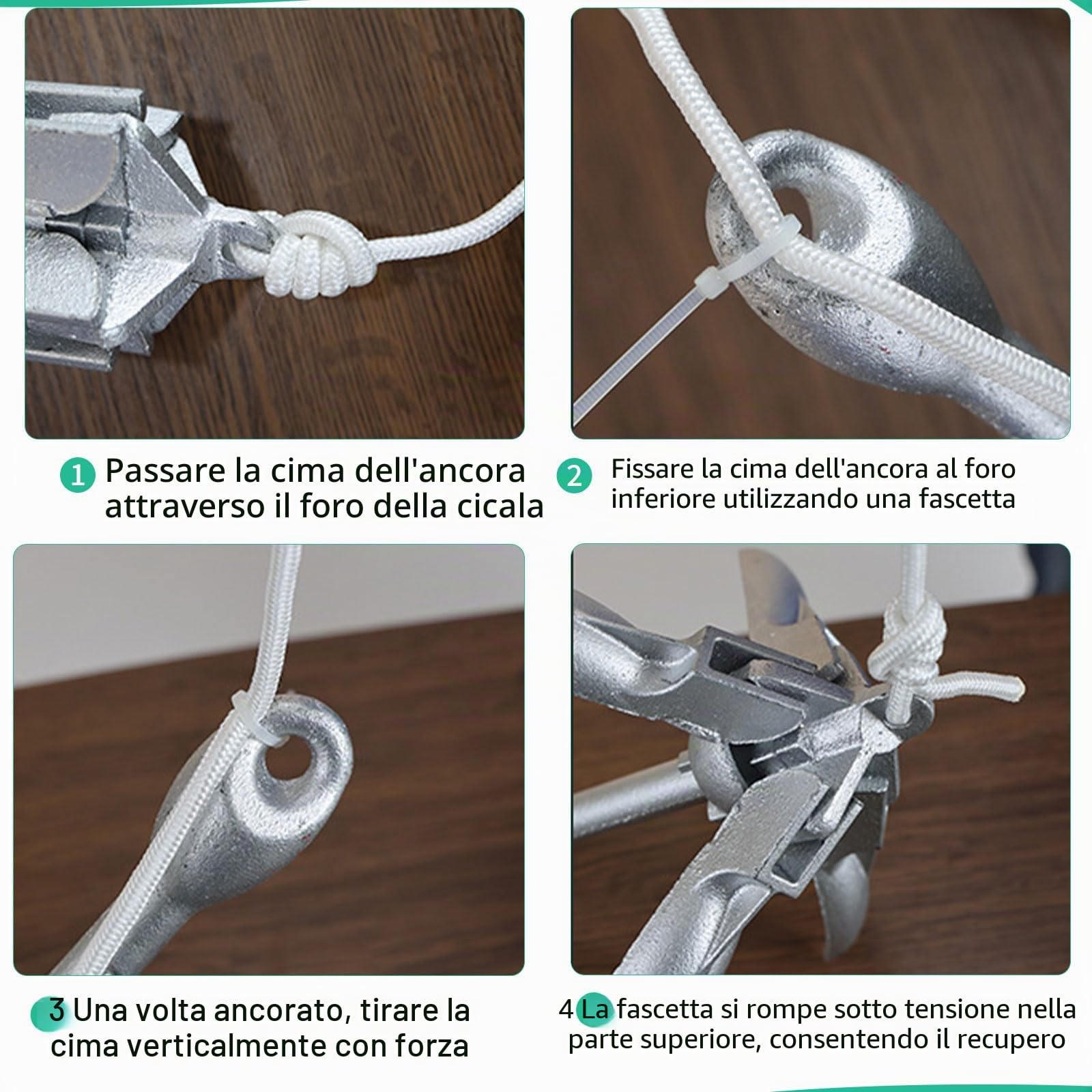 SWAWIS Ancora SUP Ancora Barca Kit 1,5 kg 20 Metri Gommone Folding | Portatile; 20M; Cima Boa Sacchetto Portatile Gonfiabile Canoa Kayak