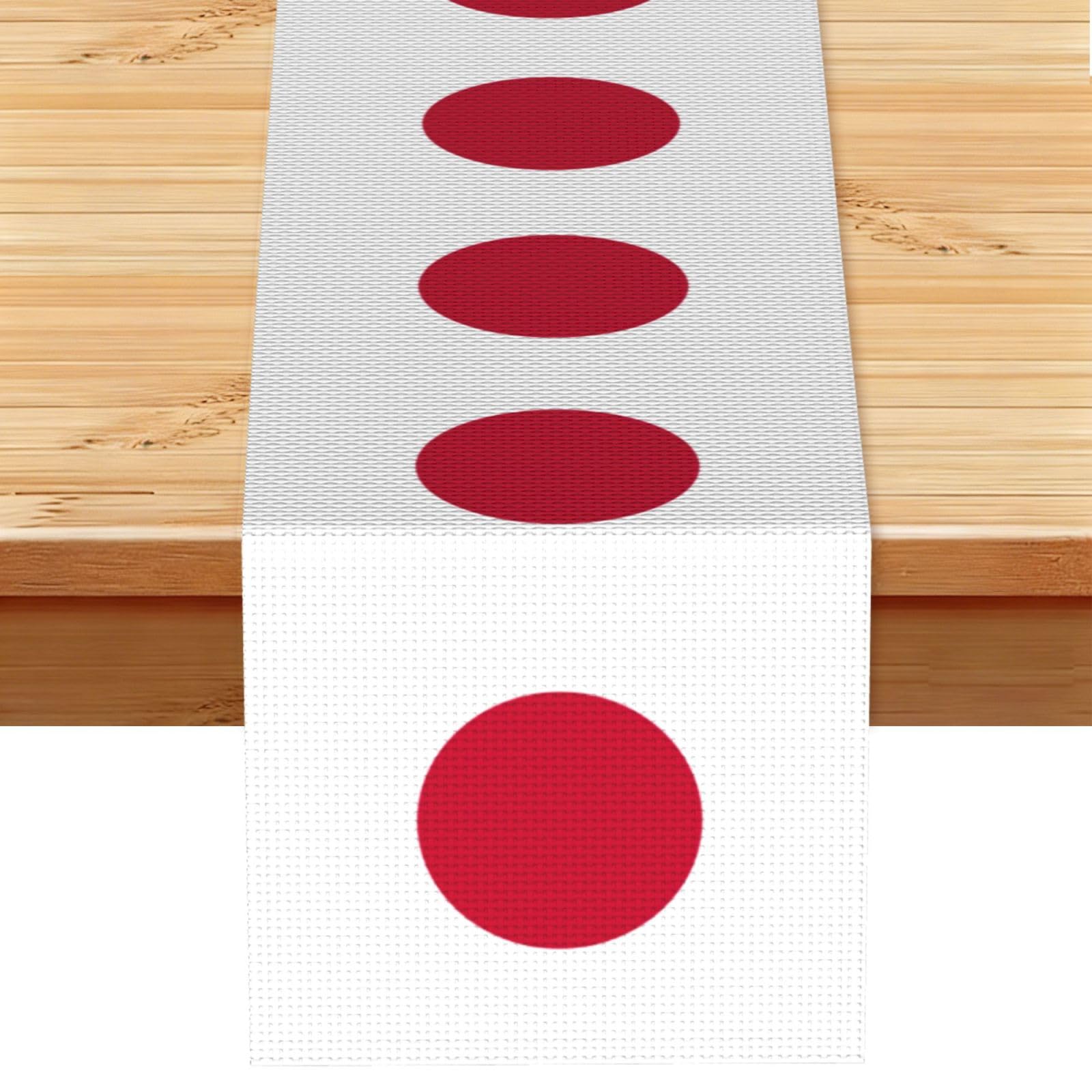 Japanese flag Printed Dining Table Runner 13x72 Inch, Non-Fading Decor for Kitchen Dresser Fireplace Mantel
