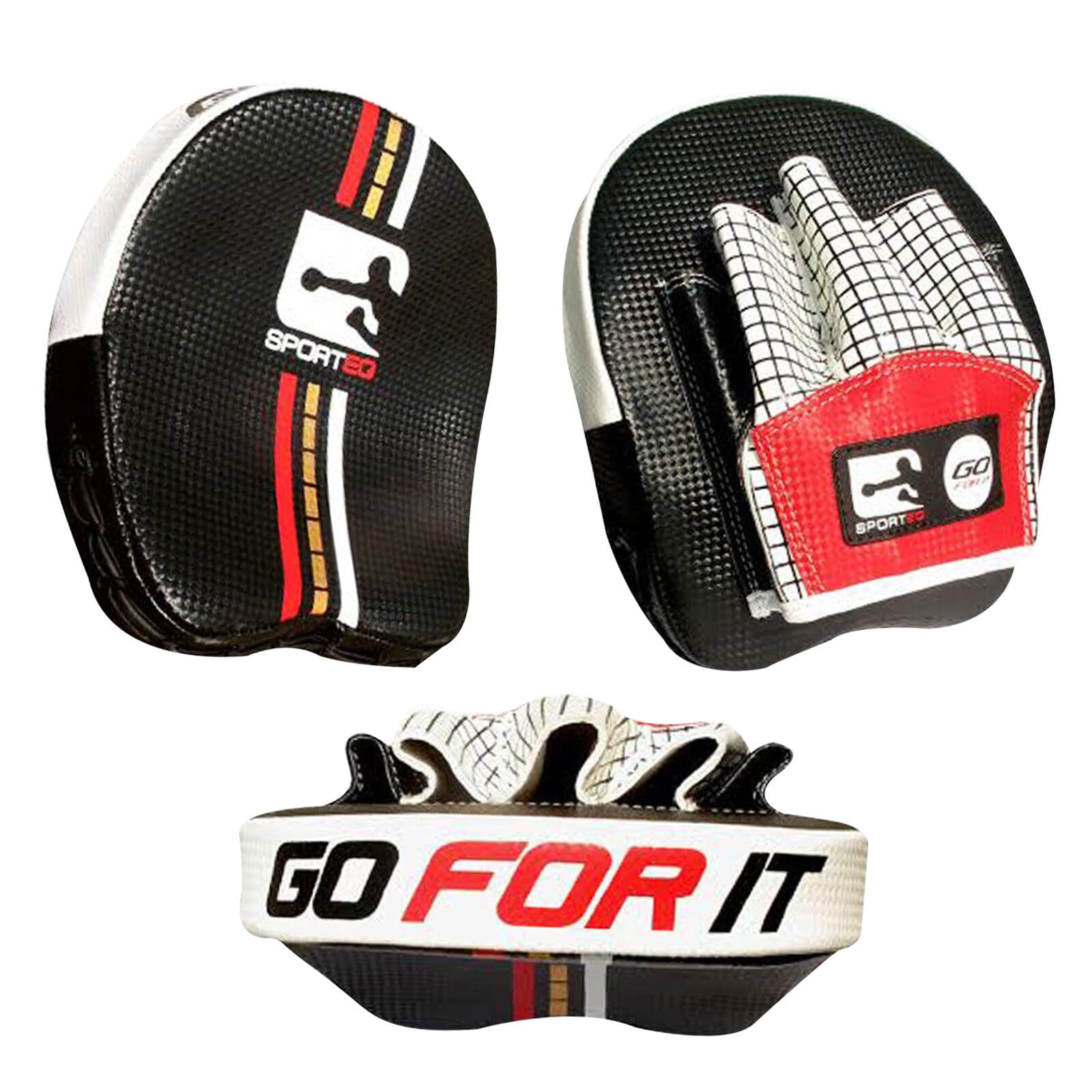Sporteq Boxing Air Pads - Heavy Duty Thick Focus Pads for Martial Arts - Easy Grip Trainer Handle for MMA and Boxing Workouts (Black/White)
