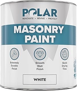 Polar White Masonry Paint - 500ml | Matt Finish | Multi-Purpose Interior & Exterior Emulsion Paint for Kitchen, Living Room, Garden, Walls, Ceilings, Brick, Concrete | Durable Performance