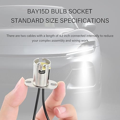 Miniatura 3 de BAY15D - Adaptador de bombilla 1157 con 2 conectores de cable, enchufe de bombilla LED 1157 para intermitente, luz de freno, luces traseras de coche