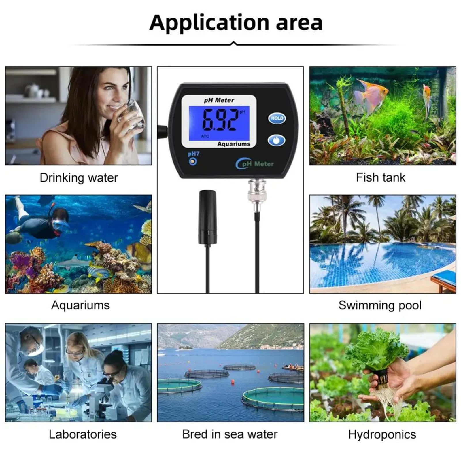 Misuratore PH, Misuratore di pH portatile, penna digitale precisa PH-990, tascabile, for acquario, vino, urina, test del pH LCD con ampio schermo