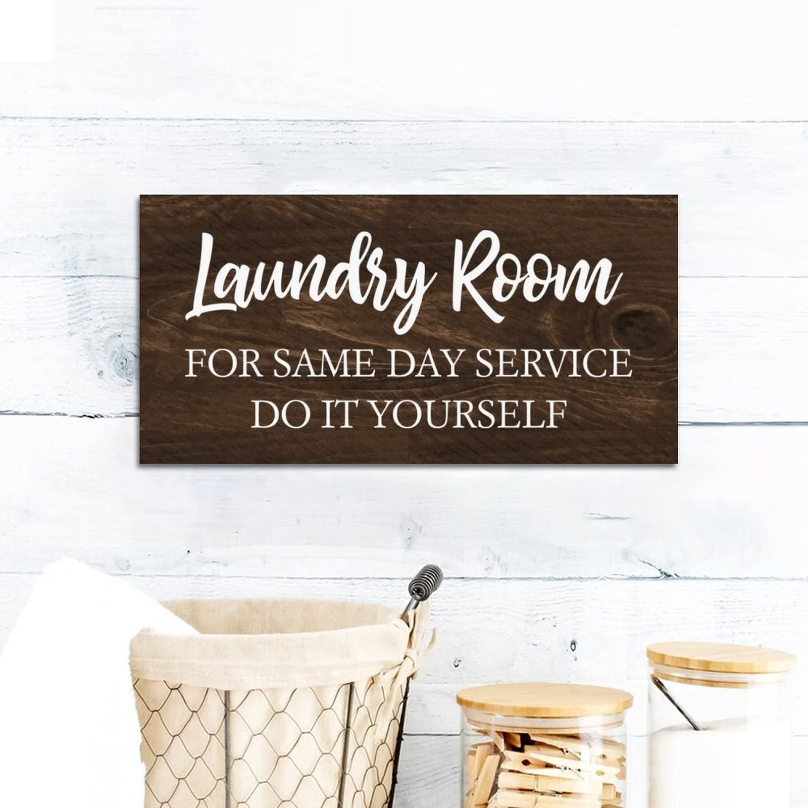 FoDuoDuo Targa artistica da parete con scritta Alexa Do The Laundry Sign (lingua italiana non garantita), per soggiorno, casa colonica, cartello con cornice in legno, 17,8 x 1