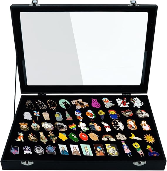 Pin Badge Display Case, Pin Collection Display Box 13.8X9.4In Pin Collector Storage, Enamel Pin