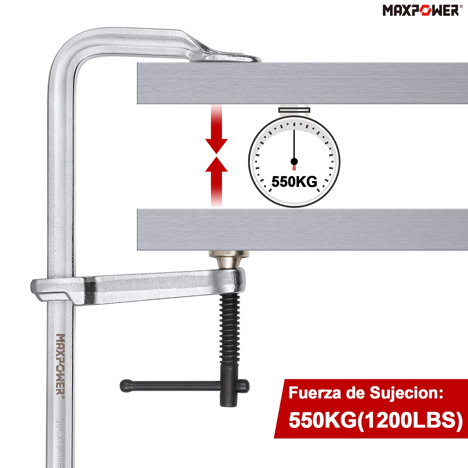 MAXPOWER Sargentos Carpintero, Metal Sargento de Tornillo Sargento de Barra Mordaza Carpintero de Acero 4 Piezas, 300 x 120 mm