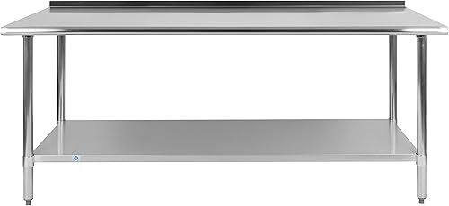 Miniatura 8 de Flash Furniture Reader - Mesa de trabajo y preparación de acero inoxidable calibre 18 con protector contra salpicaduras y estante inferior de 1.5