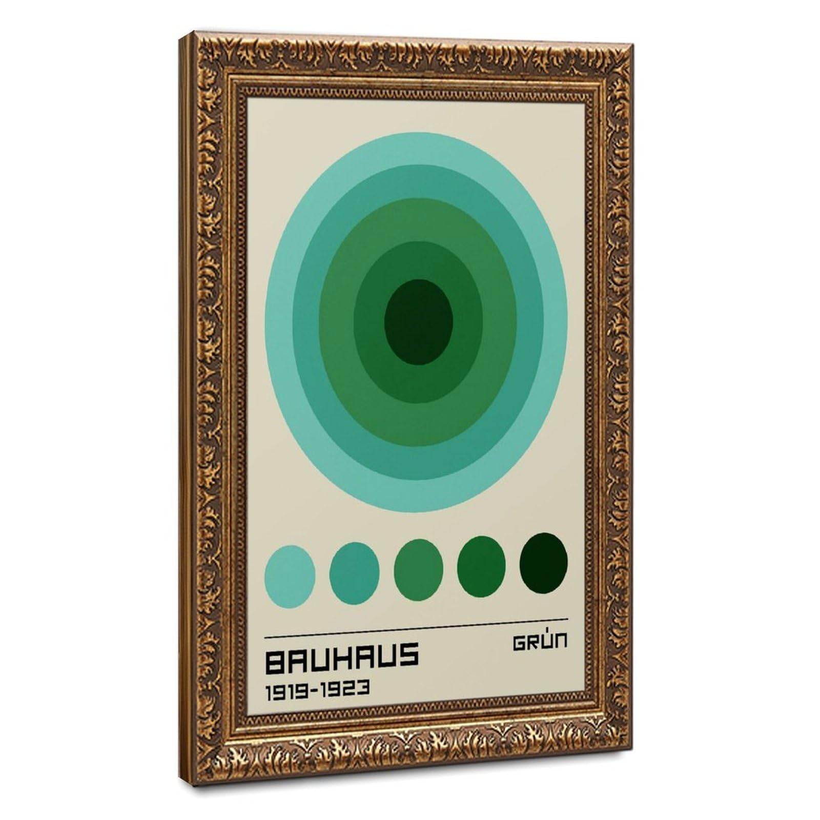 Bareronor Bauhaus Green Circles Abstract Canvas Poster Bedroom Decor Landscape Office Room Decor Gift 12" L X 18" W