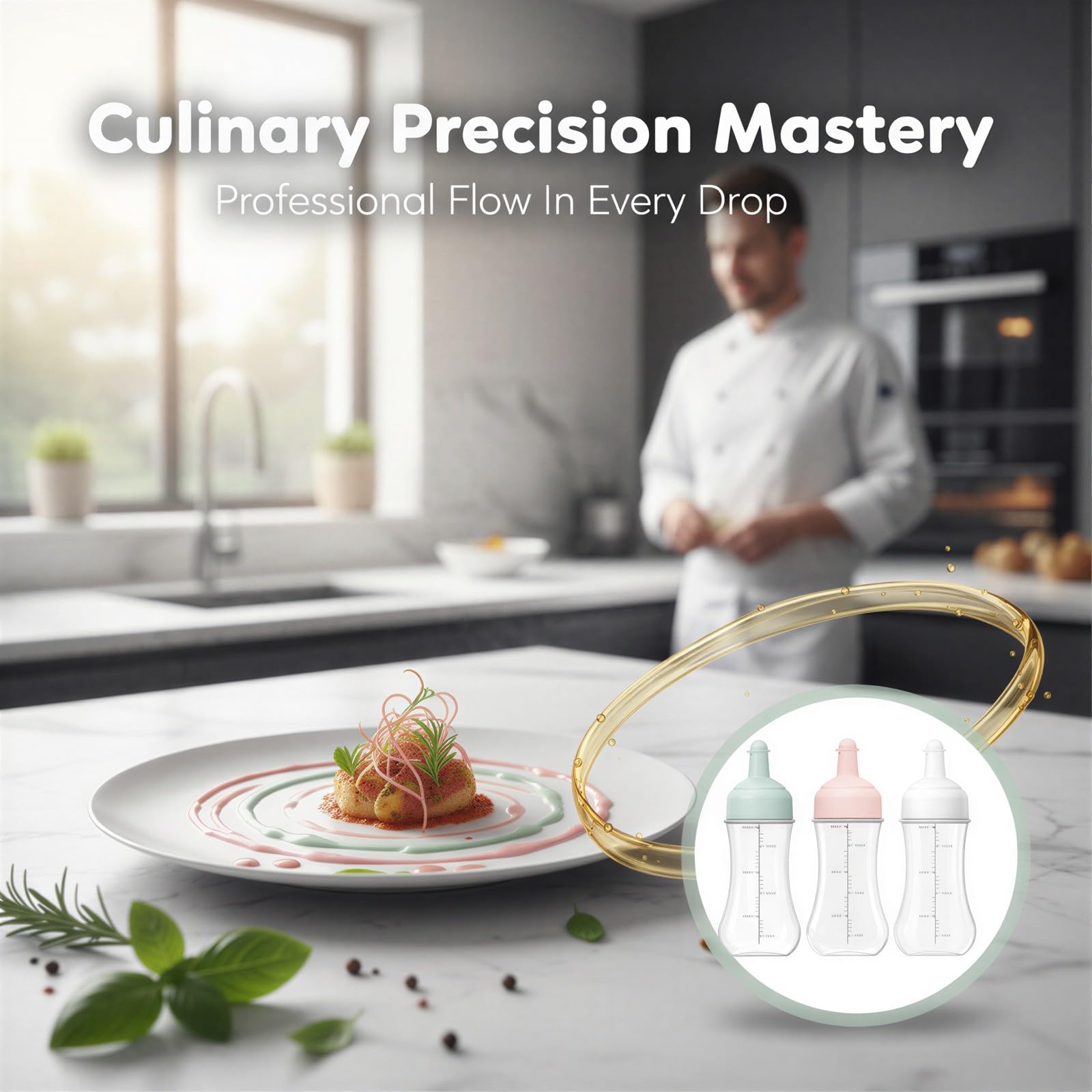 3 Stk. Soßen-Squeeze-Flaschen 350 ml, nachfüllbare Kunststoffflaschen mit Messmarkierungen, Küchen-Squeezer für Ketchup, Senf und BBQ, für Küche, Picknick und Gastronomie, 19,2 x 7,3 cm