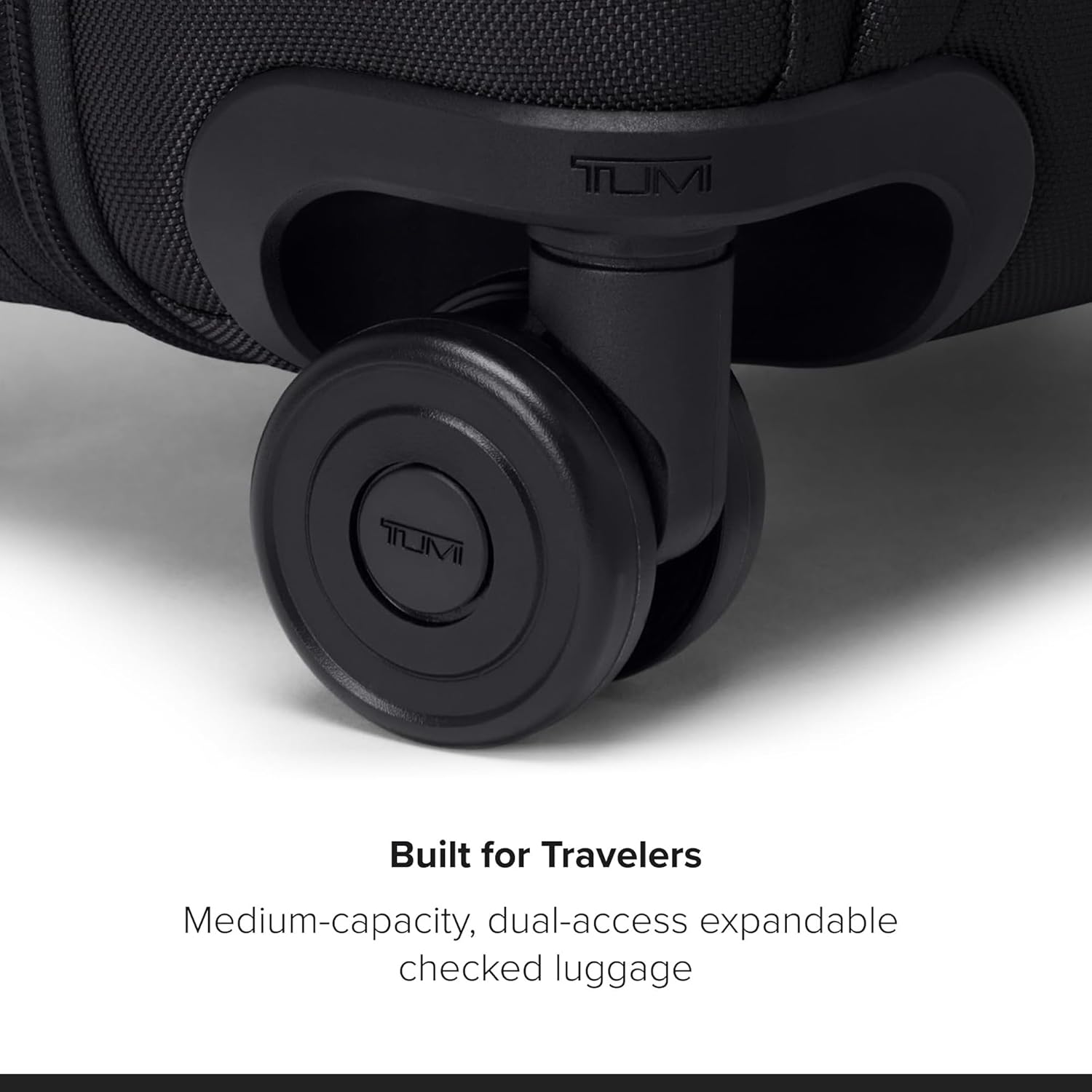 TUMI - Alpha Medium Dual Access Expandable 4-Wheeled Checked Luggage - Zipper Expansion - Durable Ballistic Nylon - Medium Capacity Suitcase with TSA Lock - Black