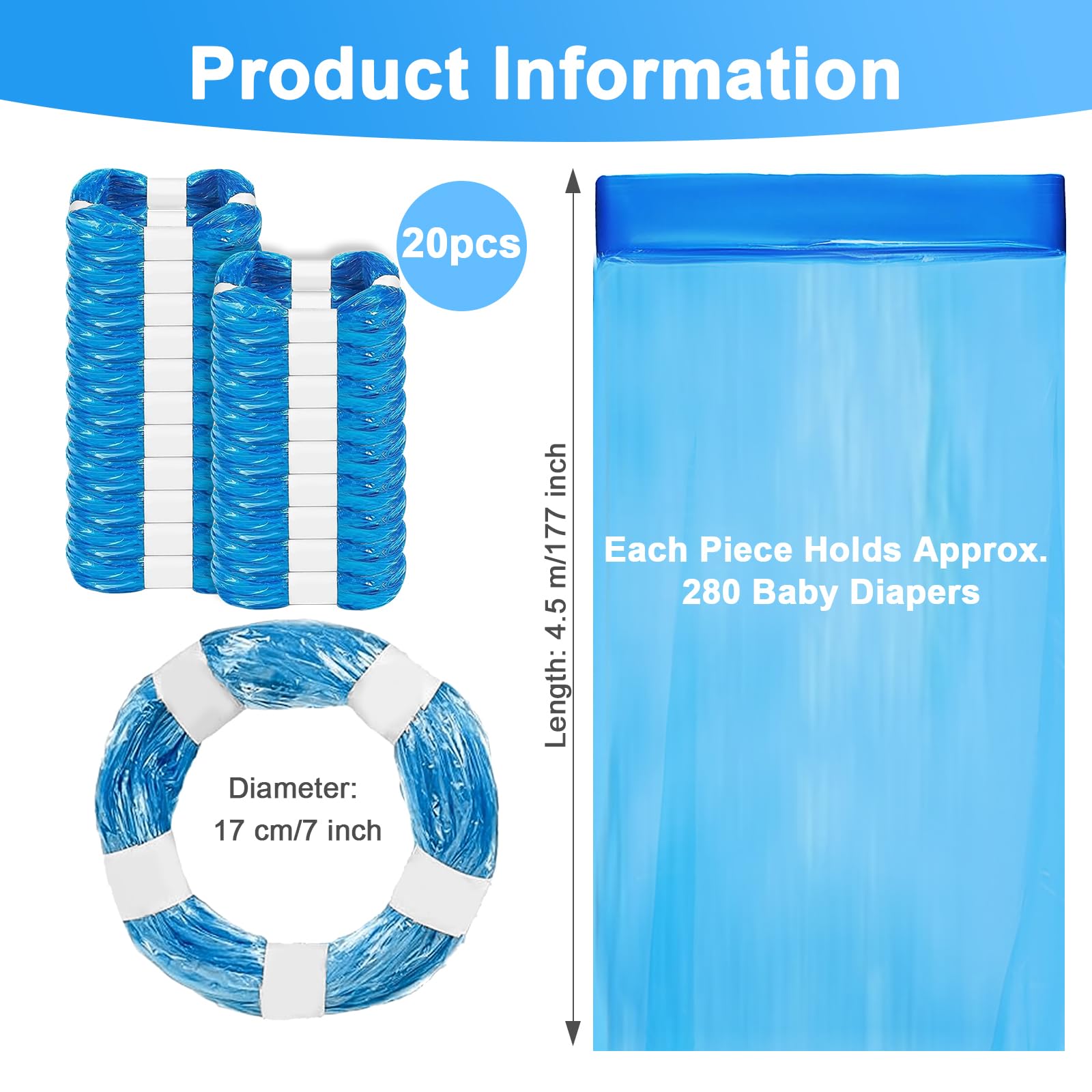 YSWOVUO 20 Pezzi Ricarica Mangiapannolini, Sacchetti Mangiapannolini Compatibile con Maialino Foppapedretti Angelcare Tommee Tippee Twist & Click Simplee Tec Litter Locker