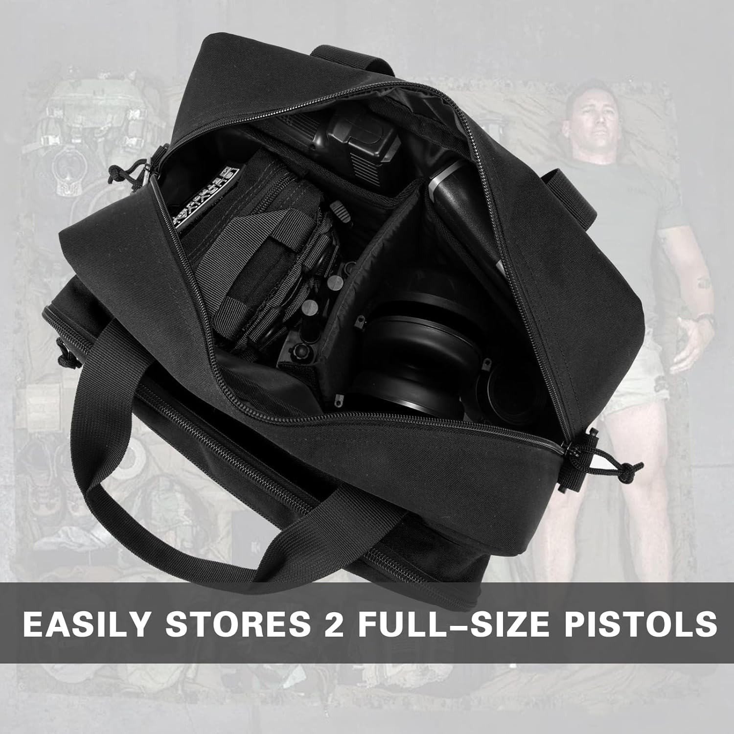 Small Range Bag For 2 Pistols Gun Range Bags For Handguns And Ammo Dual Pistol Handgun Revolver Hunting Bag Gun Carrying Case/Lockable Zippers - Image 2