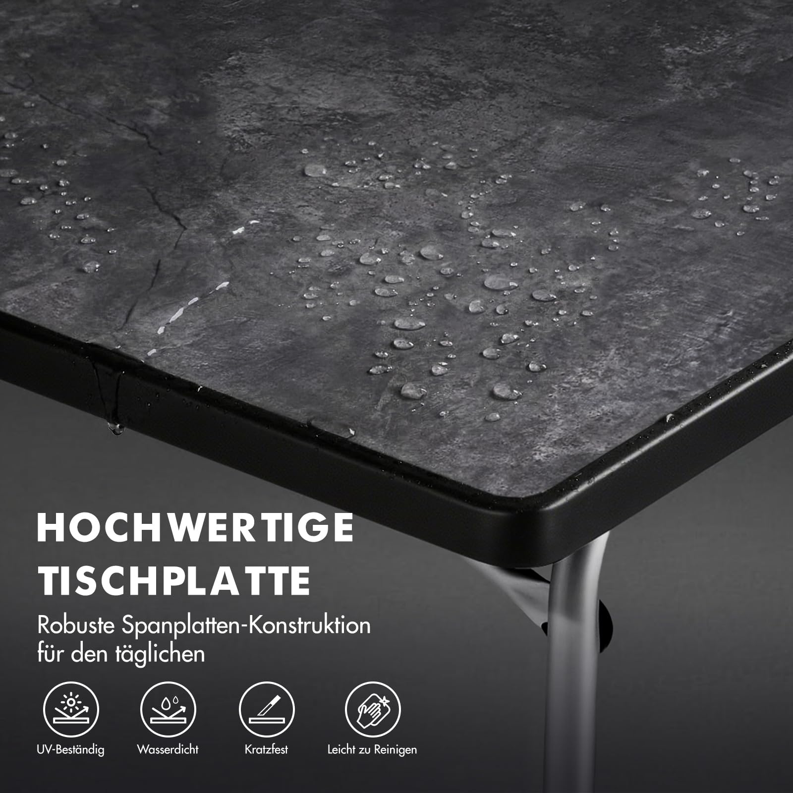 Westfield Outdoors Superb Campingtisch Klappbar Höhenverstellbar Klapptisch für 4-8 Personen, Stabiler Gartentisch Falttisch mit Breiten Standfüßen für Camping, Wohnwagen & Terrasse, Grau