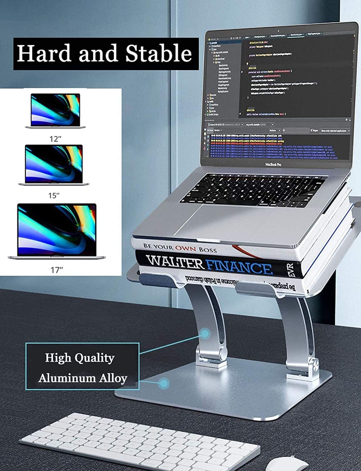 Podstawka do laptopa Podstawka na biurko Wentylowany aluminiowy uchwyt na biurko Regulowany stojak na laptopa z antypoślizgowym silikonem Składany Ergonomiczny do biblioteki Biurowa kawiarnia, przenoś