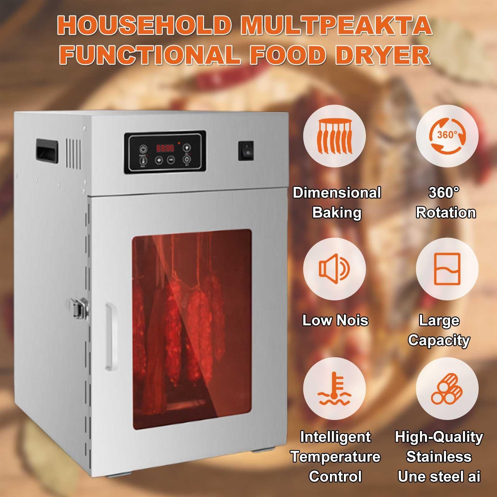 Essiccatore Alimentare In Acciaio Inox, Essiccatore Rotante Per Carne, Con Timer Da 24 Ore, Capacità 7,5 Kg, Adatto Per La Produzione Di Carne Secca, Pancetta, Pesce Essiccato, Carne Di Struzzo, Ecc.