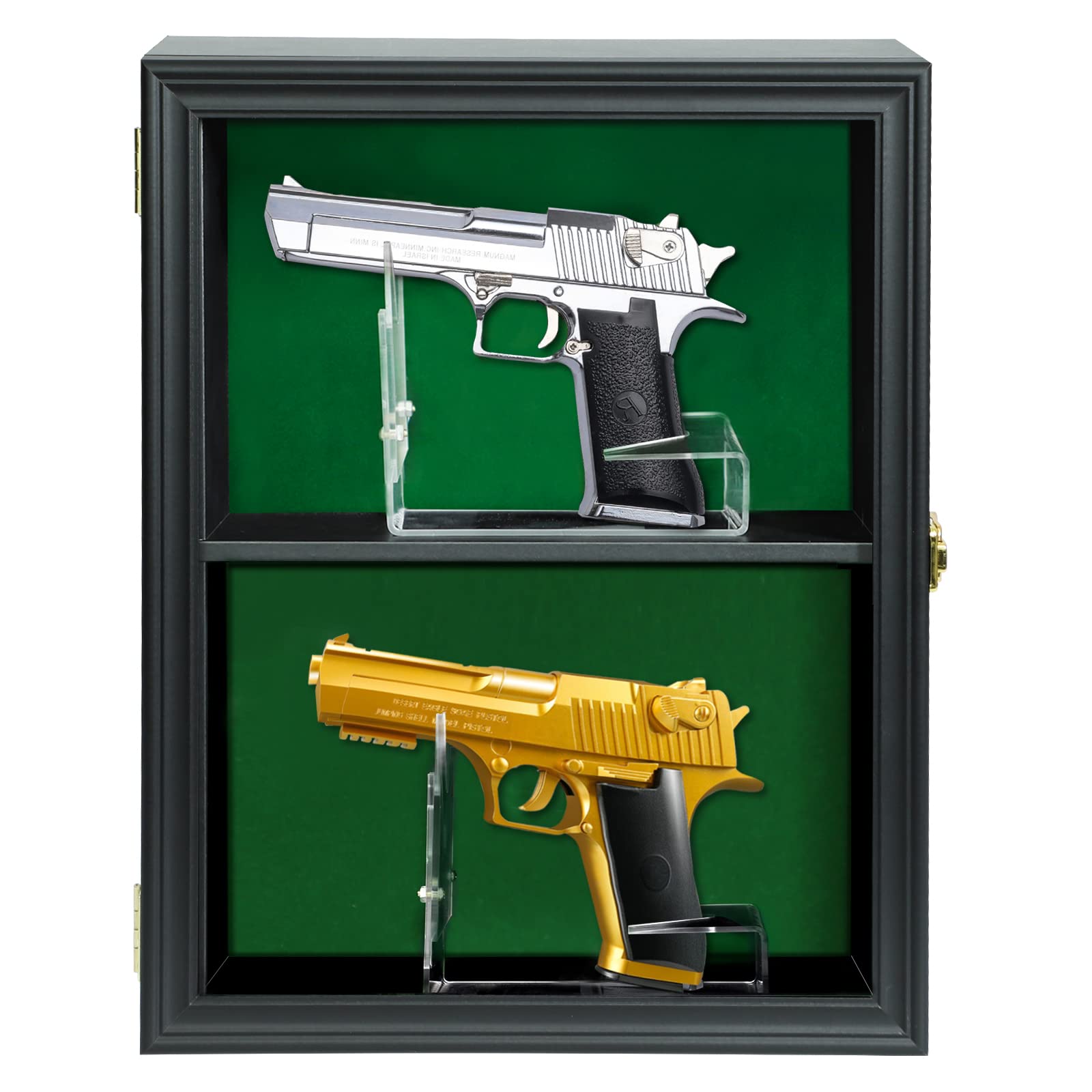 Medikaison 2 Handgun Pistol Revolver Gun Display Case Wall