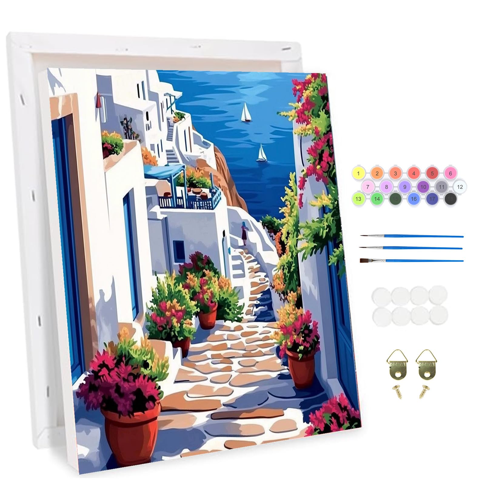 MAXBYE Paint by Numbers for Adults with Frame, Painting by Numbers Kits Seaside Scenery on Canvas for Beginners, DIY Adult Pigment Number Drawing for Home Wall Decor Art Crafts Holiday Gifts 30x40 cm