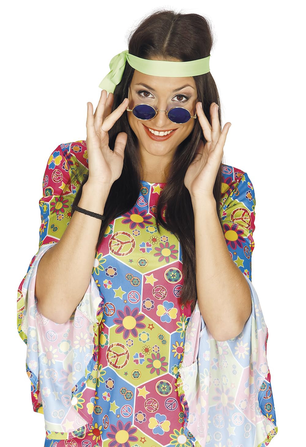 FIESTAS GUIRCA | Blue Hippie Glasses - Fancy Dress Accessory for 60s Parties and Hippie Themed Events - Ideal for Unisex Adults at Carnival and Halloween - Blue