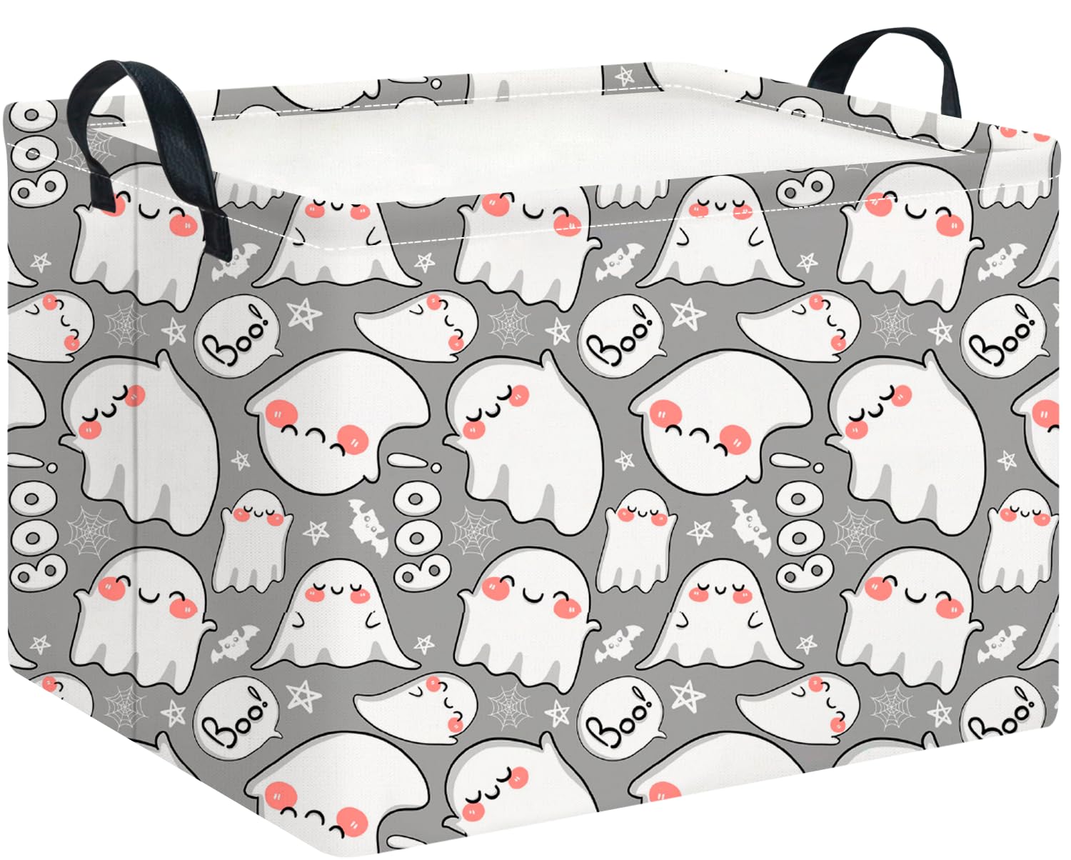 CLOCOR Rectangular Storage Basket Empty,Gift Basket,Waterproof Storage Bin with Handles,Room Decor(Cute Ghost Halloween)
