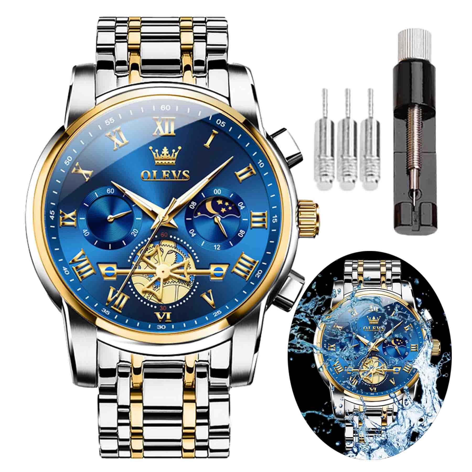 Men's Analog Watch Multi Color Business Stainless Steel Waterproof Luminous Quartz Watch Luxury Leisure Date Simulation Original Bowl Watch-image-41