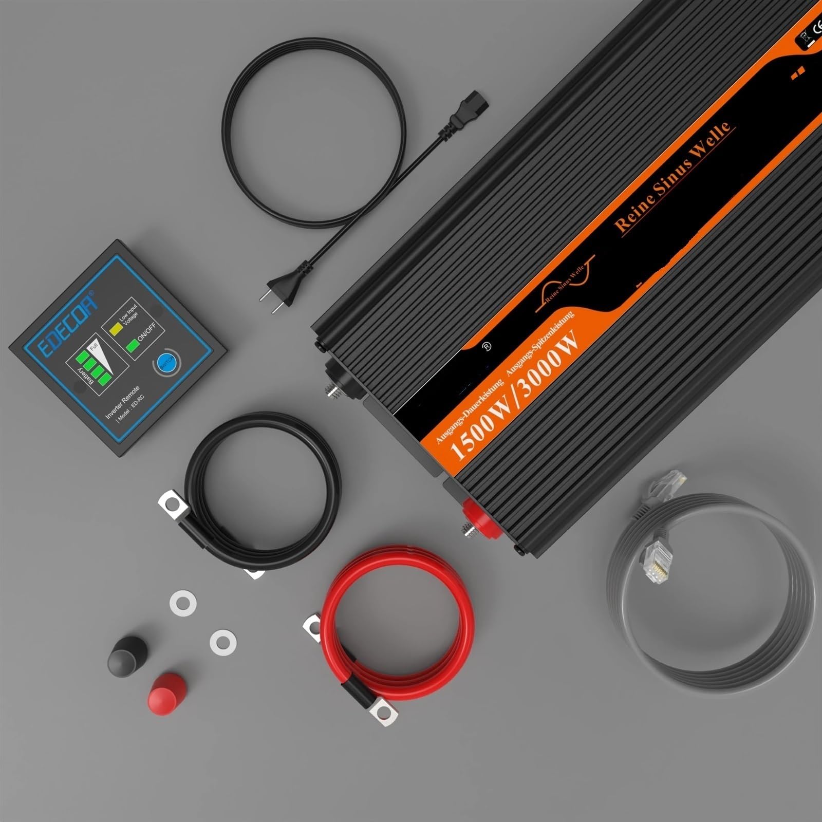 Przetwornica napięcia, Inwerter UPS z ładowarką 1500 W 2500 W DC 12 V do AC 230 V konwerter czysta fala sinusoidalna transformator poza siecią dla domu Do samochodu, kempingu, podróży(1500W)