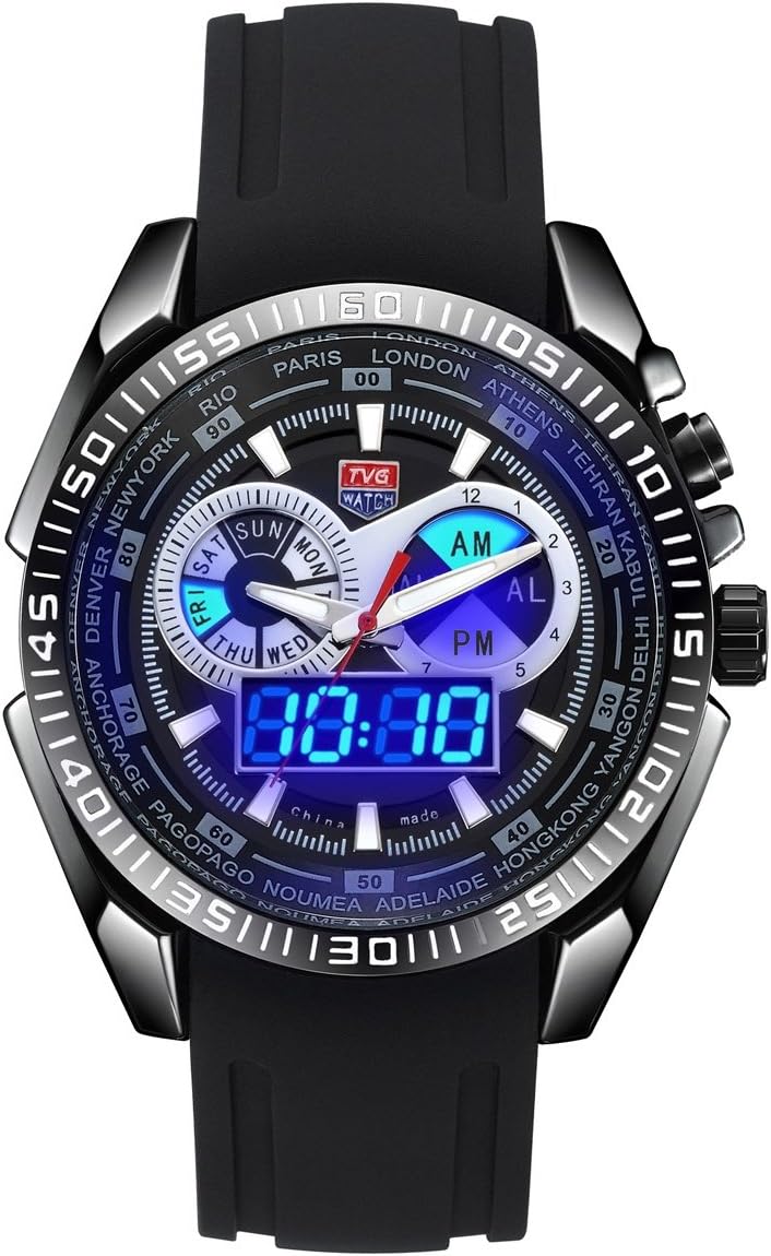 HWCOO Tvg Watch Men's top Brand Luxury Stainless Steel Digital Simulation Quartz Watch Men's Sports Watch