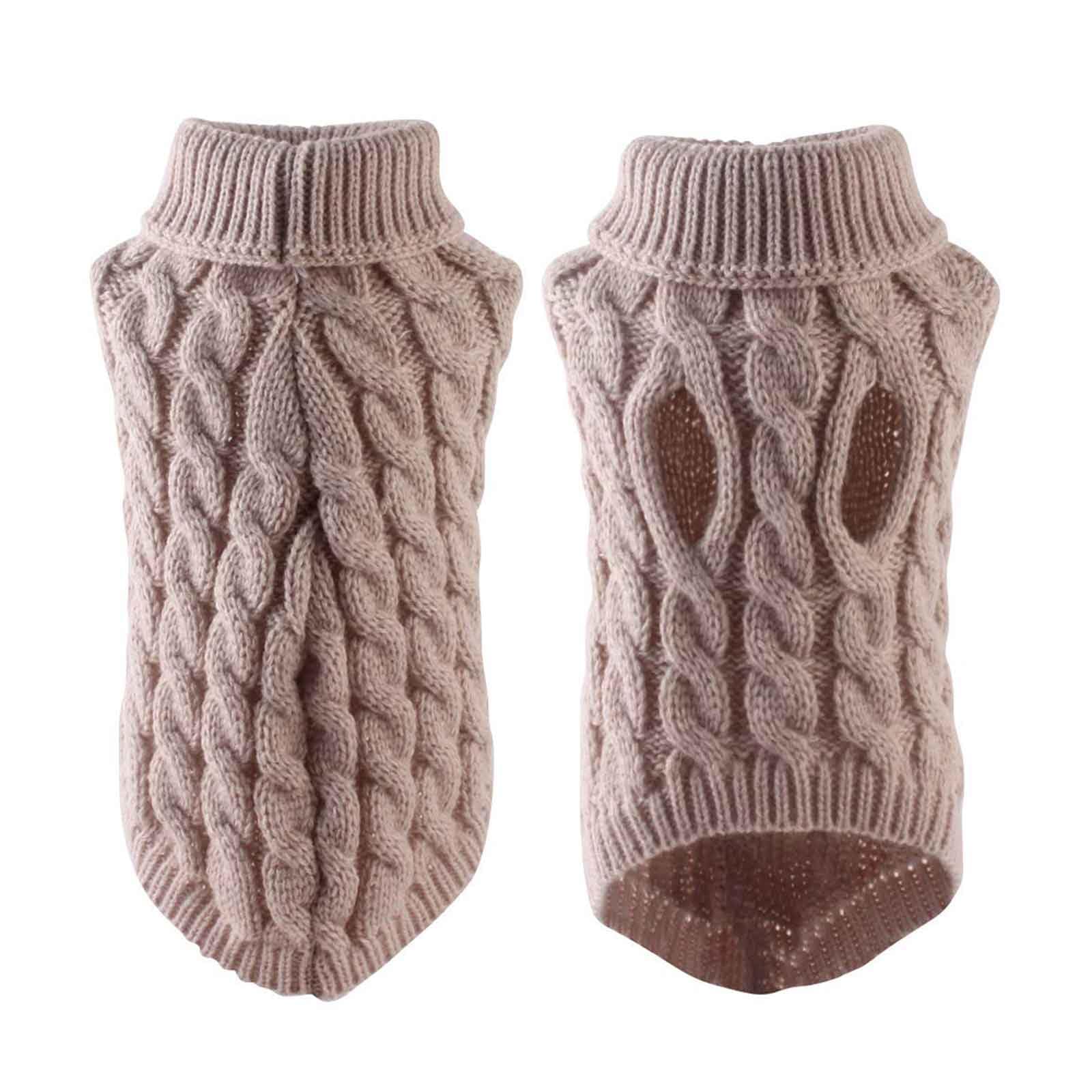 Pet Supplies Knitted Jumper Sweater Winter Warm Puppy Dog Clothes Costume for Small Dogs and Cats, khaki