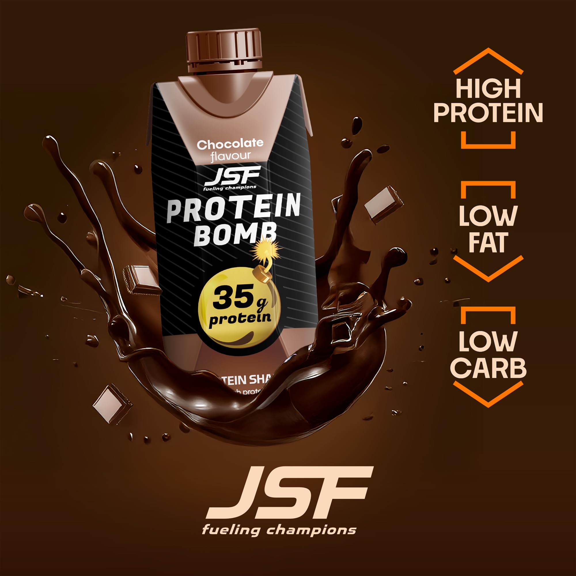 JSF fueling champions 18x Protein Shake 350 ml zestaw – bez dodatku cukru, 35 g białka, napój białkowy – czekoladowy – bezglutenowy – posiłek do picia, zamiennik posiłku