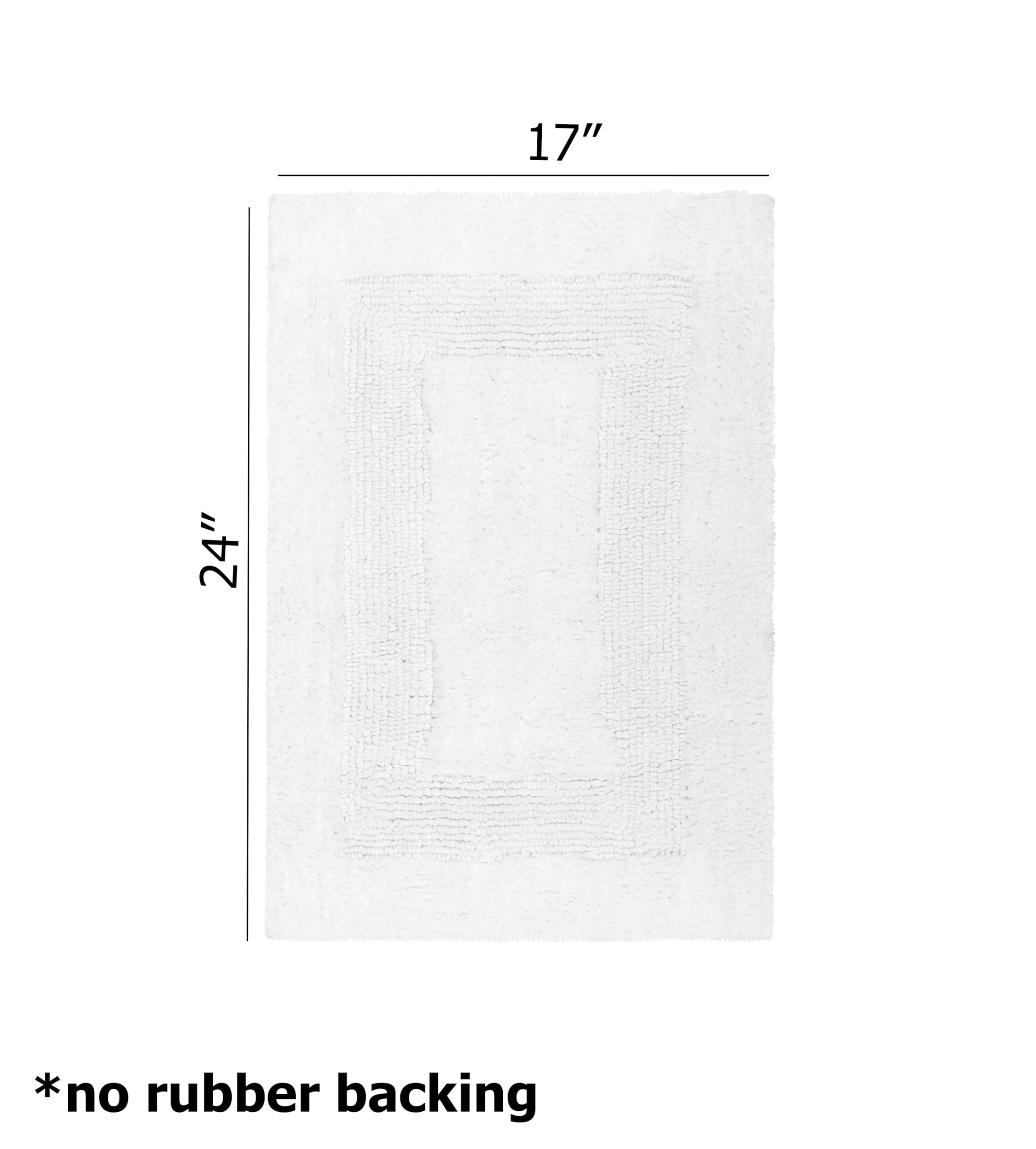 COTTON CRAFT 2 Piece Reversible Step Out Bath Mat Rug Set 17x24 White, 100% Pure Cotton, Super Soft, Plush & Absorbent - Image 3