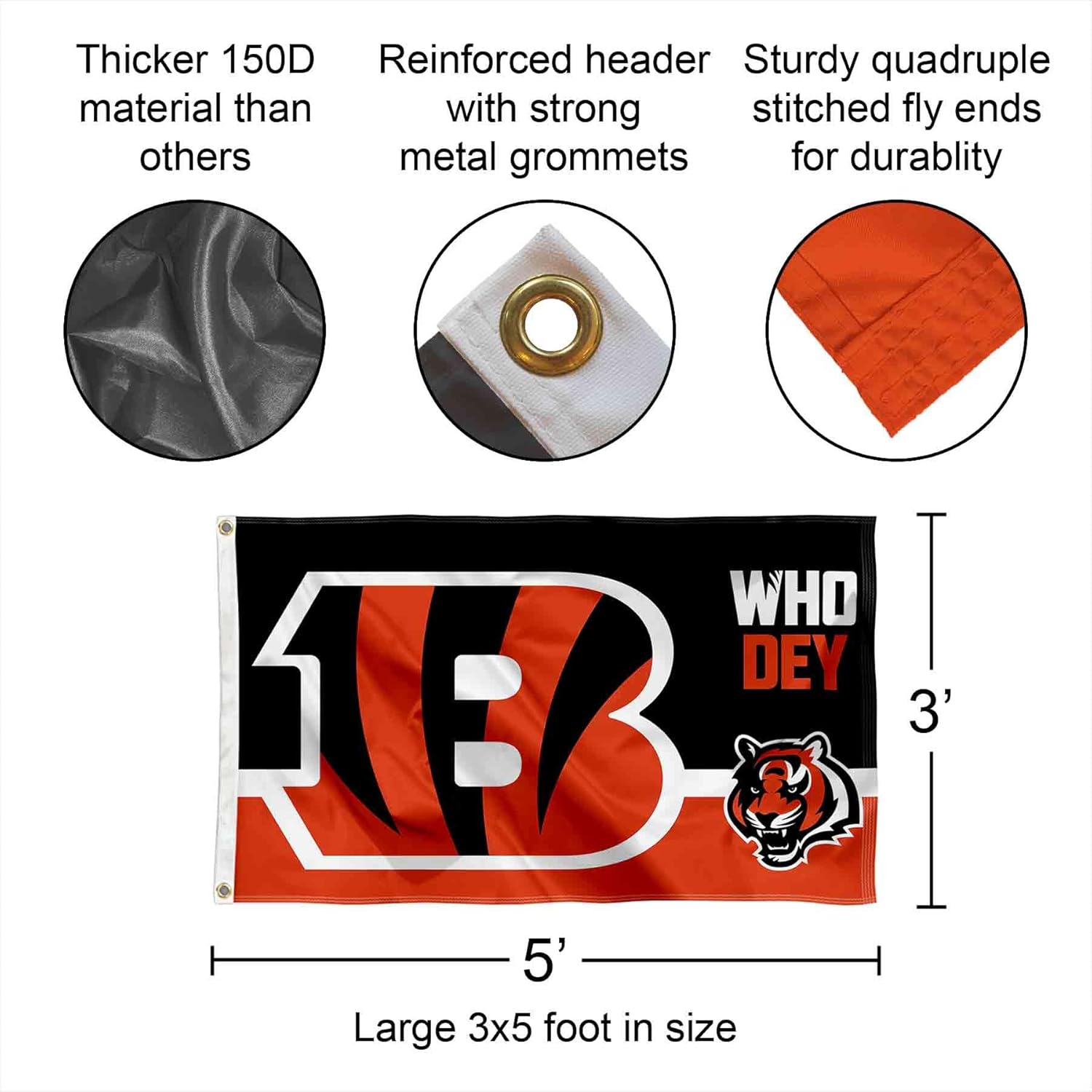 Cincinnati Bengals Who Dey Banner and Tapestry Wall Tack Pads - Image 3