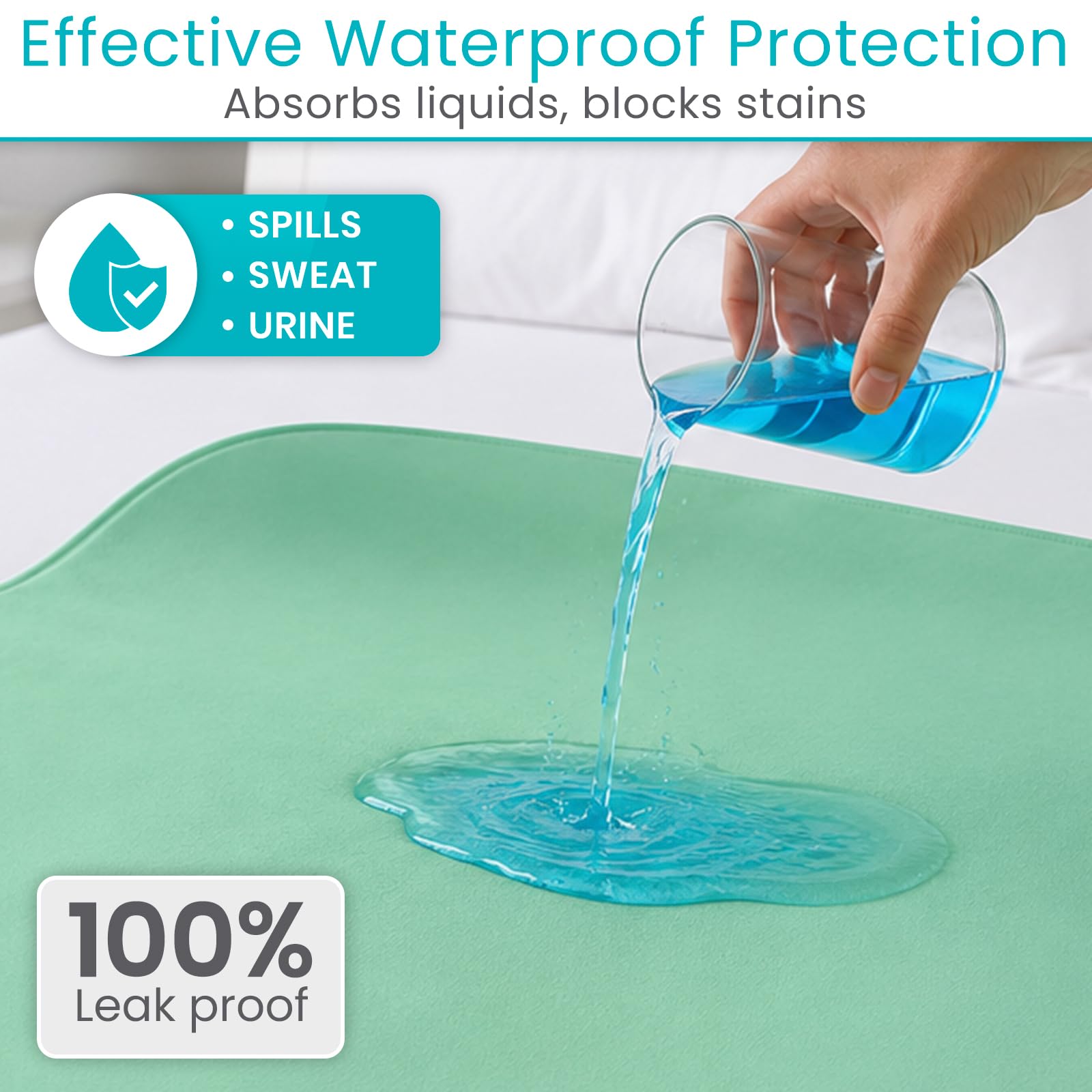 Sures Almohadilla de cama lavable e impermeable y protector de colchón para incontinencia (34 x 36 pulgadas, paquete de 4) – Almohadilla de cama reutilizable para adultos y ancianos – Protector de