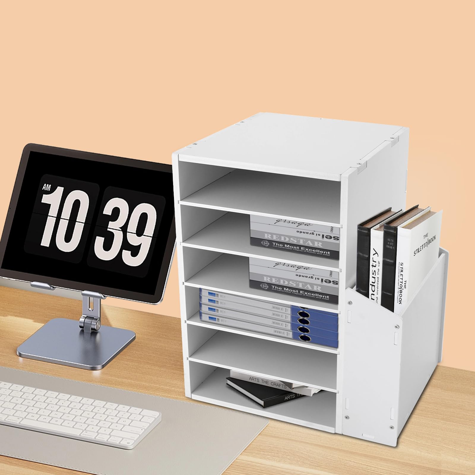 Organizer da scrivania, con 6 scomparti, pannello in PVC, spessore 10 mm, per ufficio, casa, scuola