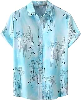 Hawaiian Shirts for Men Casual Summer Block Striped Button Down Shirt Men's Linen Button Down Shirt Short Sleeve Beach Shirt Solid Shirt with Pockets Button Turn-Down Mens Linen Shirt Short