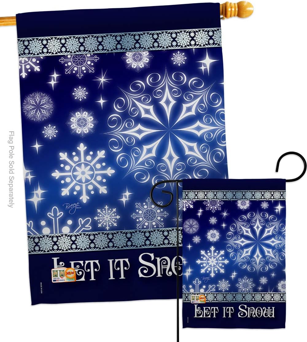 Breeze Decor Winter Wonderland Let It Snow Dream Garden House Flags Set Snowflake Snowman Ice Skate Season Wintertime Small Decorative Gift Yard Banner Double-Sided Imported 28 X 40