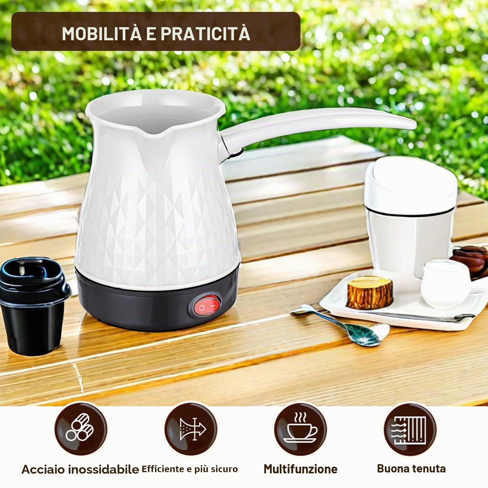 Byzesty Bollitore per caffè turco, 500 ml, macchina per espresso, macchina per caffè turco, caffettiera elettrica, caffettiera per casa, ufficio, viaggi, espresso, moka, tè