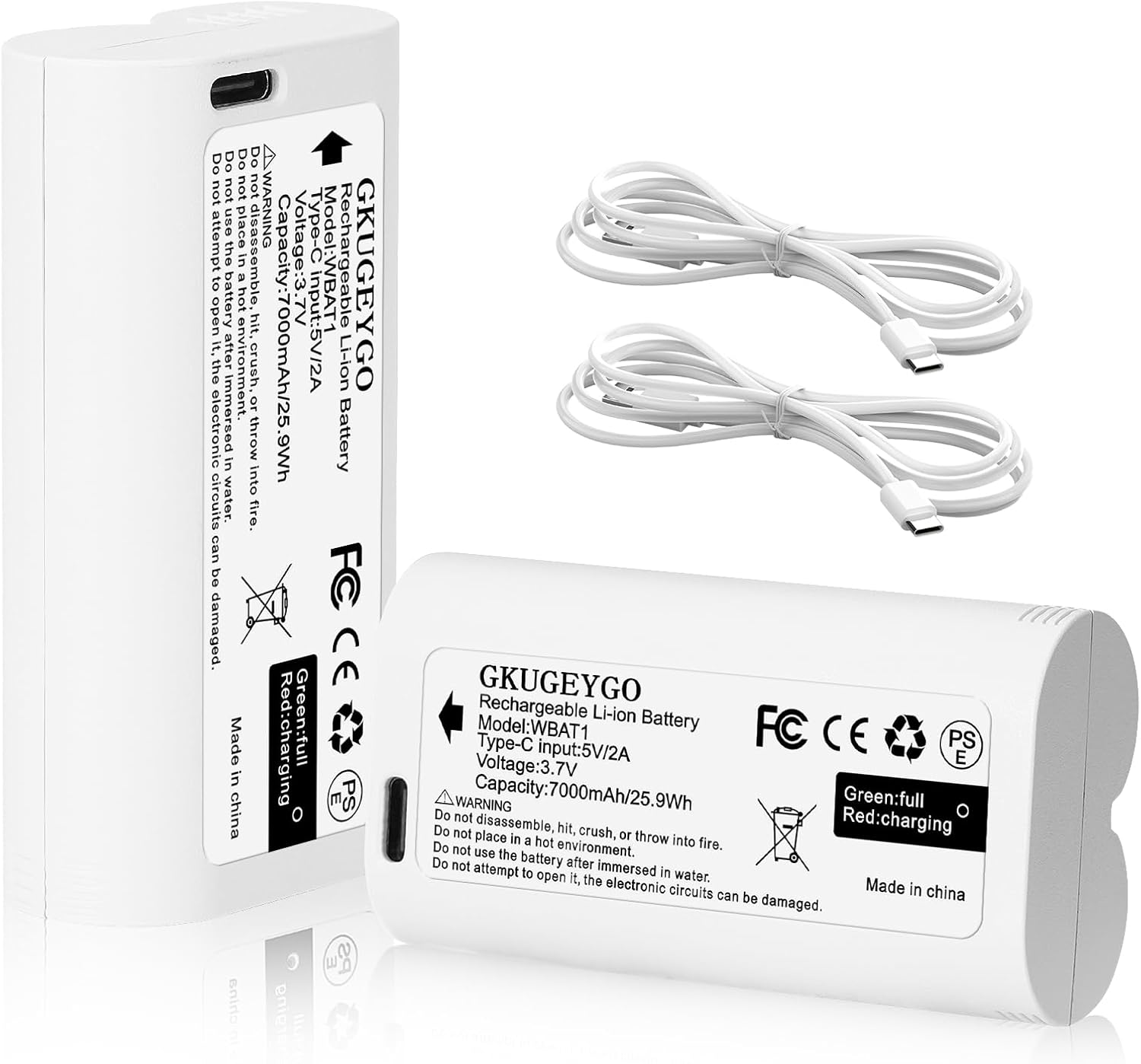 WBAT1 Removable Battery, 7000mAh Rechargeable Battery WBAT1 Replacement Compatible with WYZE Wireless Duo Cam Video Doorbell & WYZE Cam Pro Camera