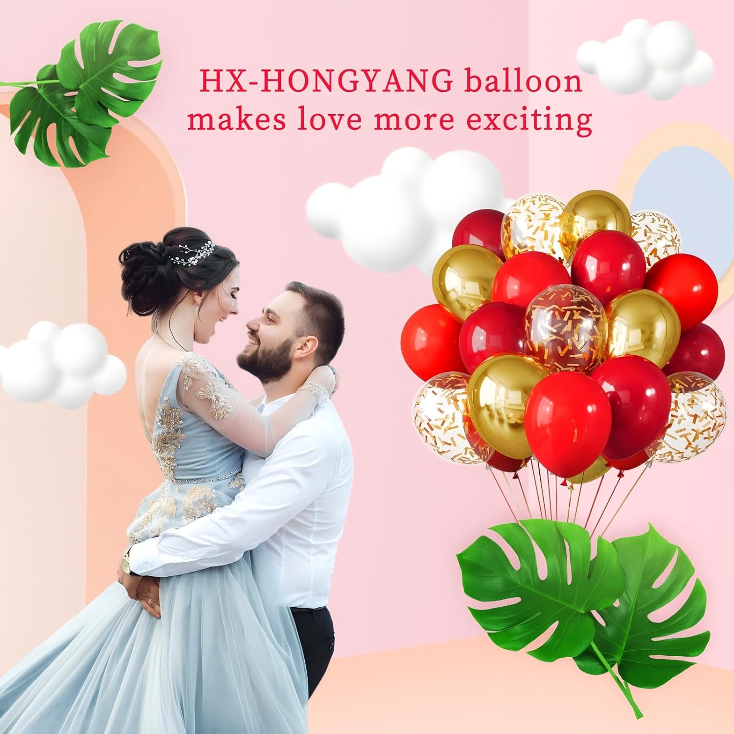 100pcs12-inch red and gold confetti balloon set, red and gold latex balloons for decorating business events, formal dinners, weddings, birthday parties, graduation celebrations and more - Image 3