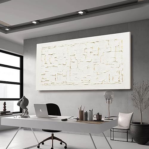 Miniatura 4 de SOUGUAN Neutral Wall Art Modern Wall Decorations Minimalist Canvas Paintings 29"x58" Hand Painted Artwork for Bedroom Kitchen Pictures