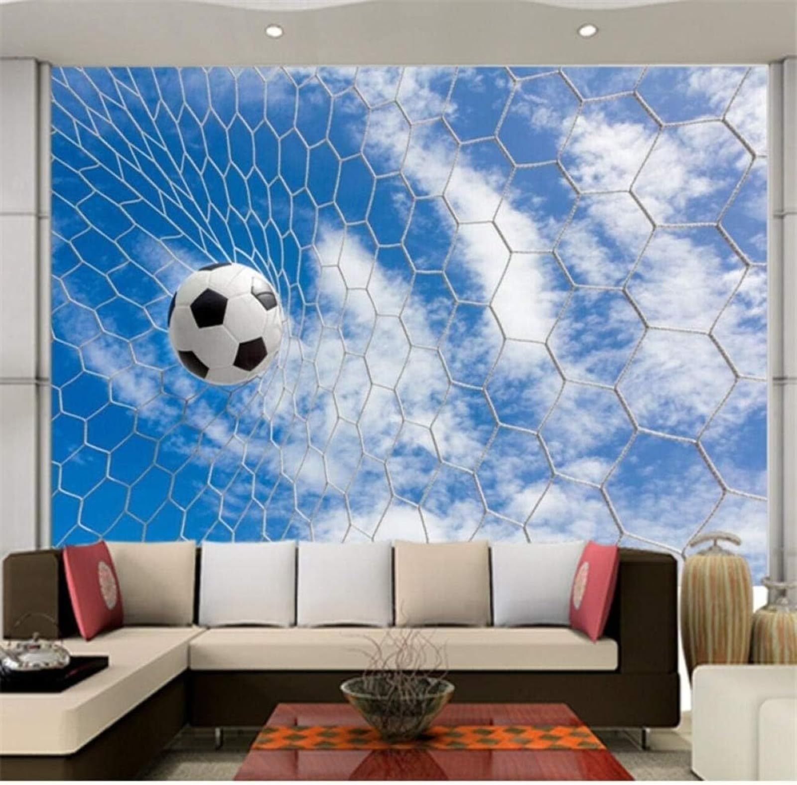 3D Murale Arte Camera Da Letto Blu Paesaggio Calcio Studio Soggiorno Sfondo Parete Parete Adesivo-300Cm×210Cm