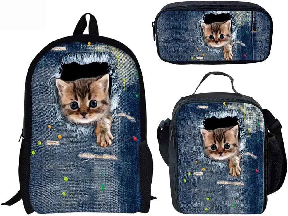 Cute Animal Sports Ball Print Backpack Set - School Bag With Lunch Bag & Pencil Case, Football Design - View #10