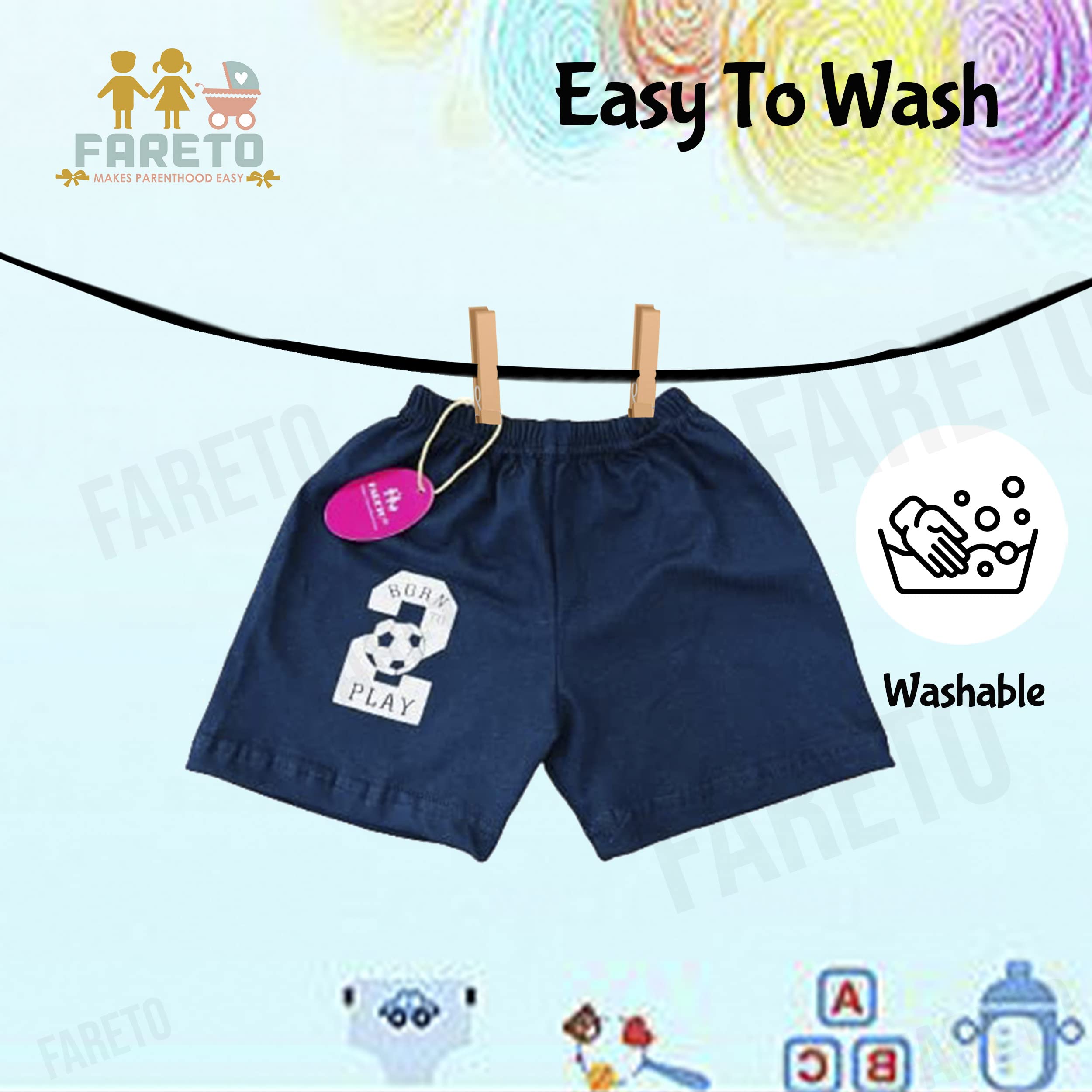 Fareto Baby's & Kid's Cotton Shorts(Pack of 5) (6-12 Months) 2