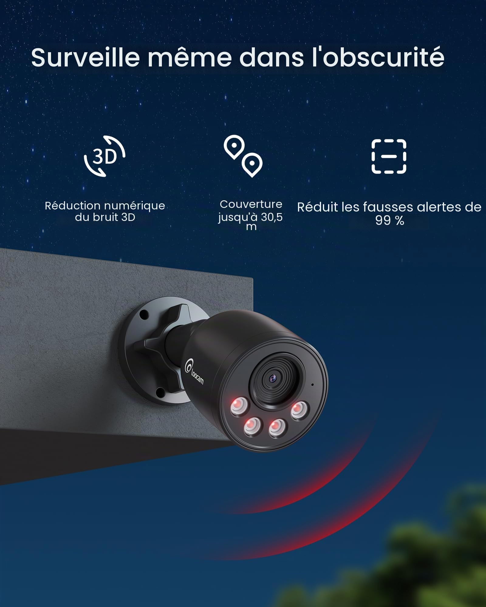 Loocam Kit Caméra de Surveillance PoE 4K 8MP - 8CH NVR H.265+ avec 2To HDD
