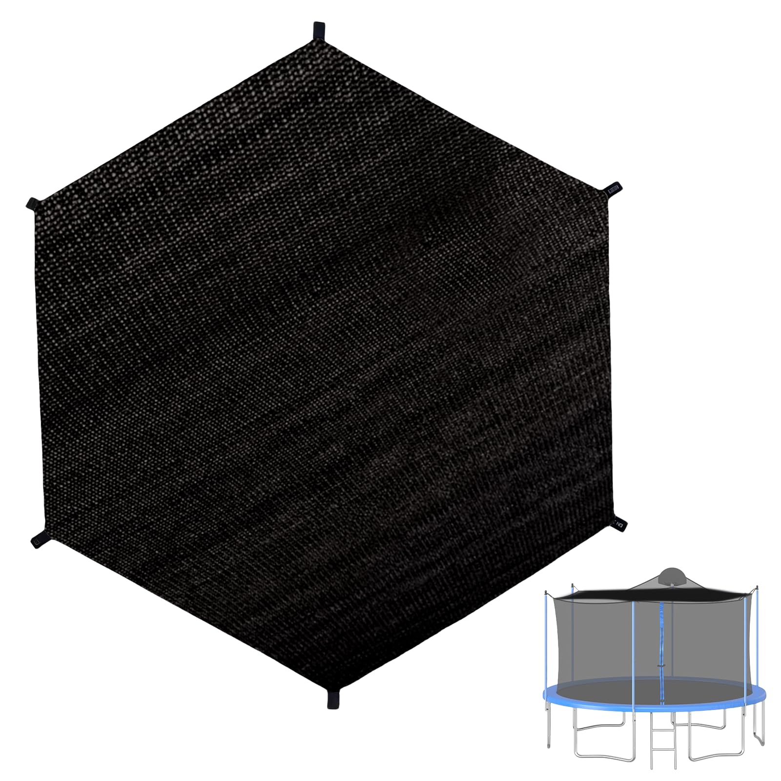 Trampolin Sonnenschutz Abdeckung: Ø 244cm Trampolin Überdachung Abdeckung für 6-Stangen-Trampolin, Schwarz Trampolin Sonnenschutznetz UV-Beständige, Trampolin Zubehör Sonnensegel Trampolin