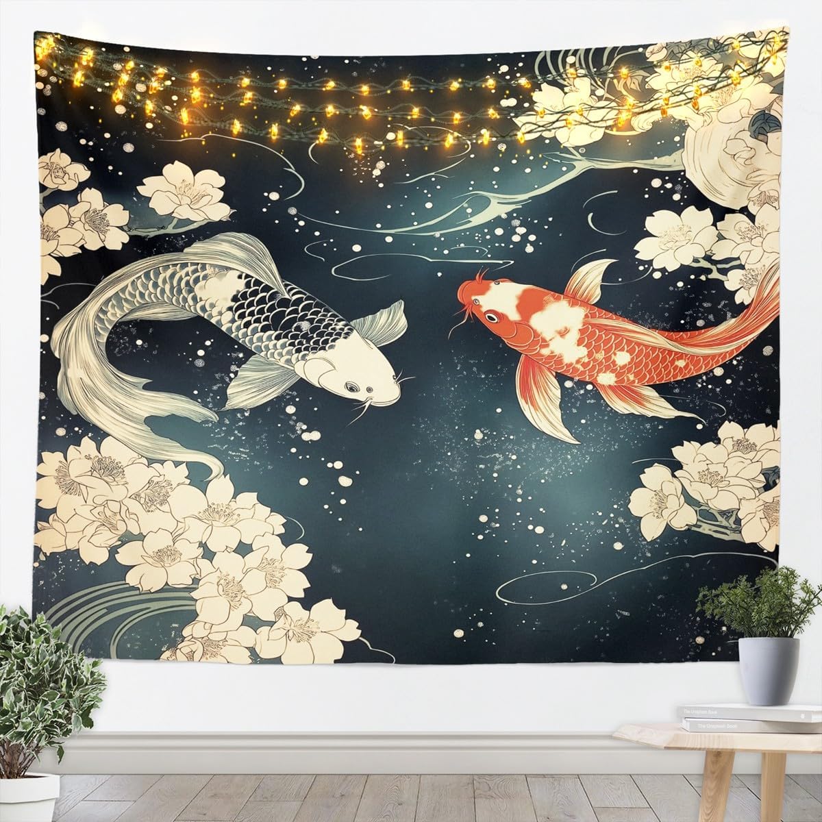 Feelyou Koi Fish Tapestry Japanese Style Wall Art Medium 59" x59