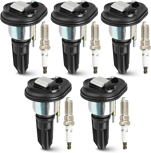 Paquete de 5 bobinas de encendido con 5 bujías de iridio compatibles con GMC Canyon Envoy Chevrolet Colorado Blazer Trailblazer Isuzu i-280 i-290