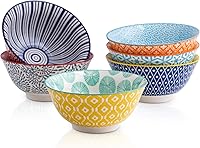 Selamica Porcelain Ice Cream Bowls Set of 6 - Colorful 5-Inch Ceramic Dessert Bowls, Microwave Oven Dishwasher Safe, Stackable 10oz